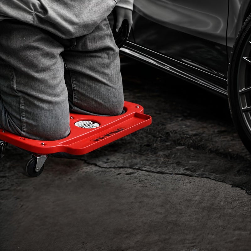 M-AUTO Rolling Knee Creeper Durable Knee Pads with Full 360 Degree Turn Casters and Tool Tray, Garage Kneeling Pads on Swivel Castors for Home Workshop Auto Repairing Maintaining, Red - Image 3